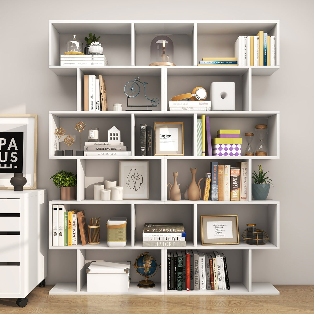 6 Tier S-Shaped Bookshelf, White Bookcases at Gallery Canada