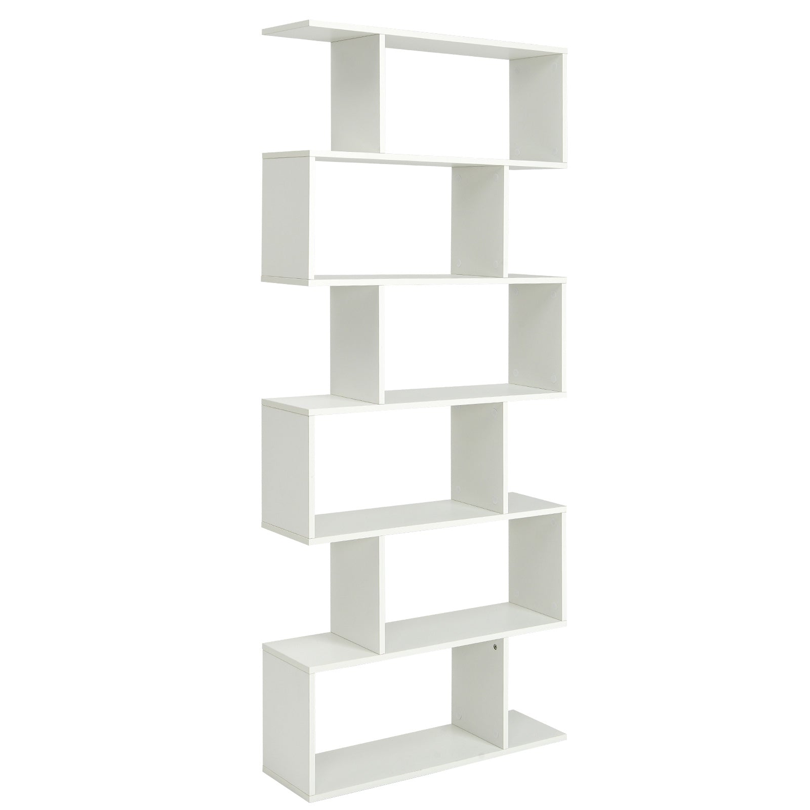 6 Tier S-Shaped Bookshelf, White Bookcases White at Gallery Canada