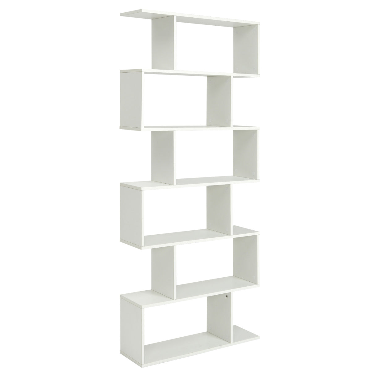 6 Tier S-Shaped Bookshelf, White Bookcases White at Gallery Canada