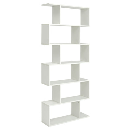 6 Tier S-Shaped Bookshelf, White Bookcases White at Gallery Canada