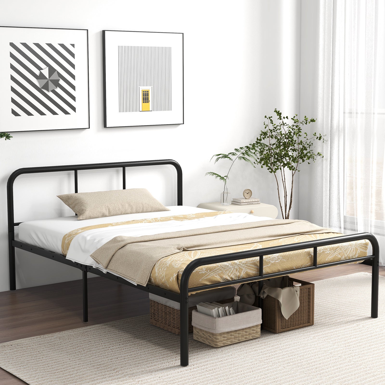 Full Bed Frame With Headboard, Footboard, Black Simple Bed Frame at Gallery Canada