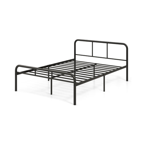 Full Bed Frame With Headboard, Footboard, Black