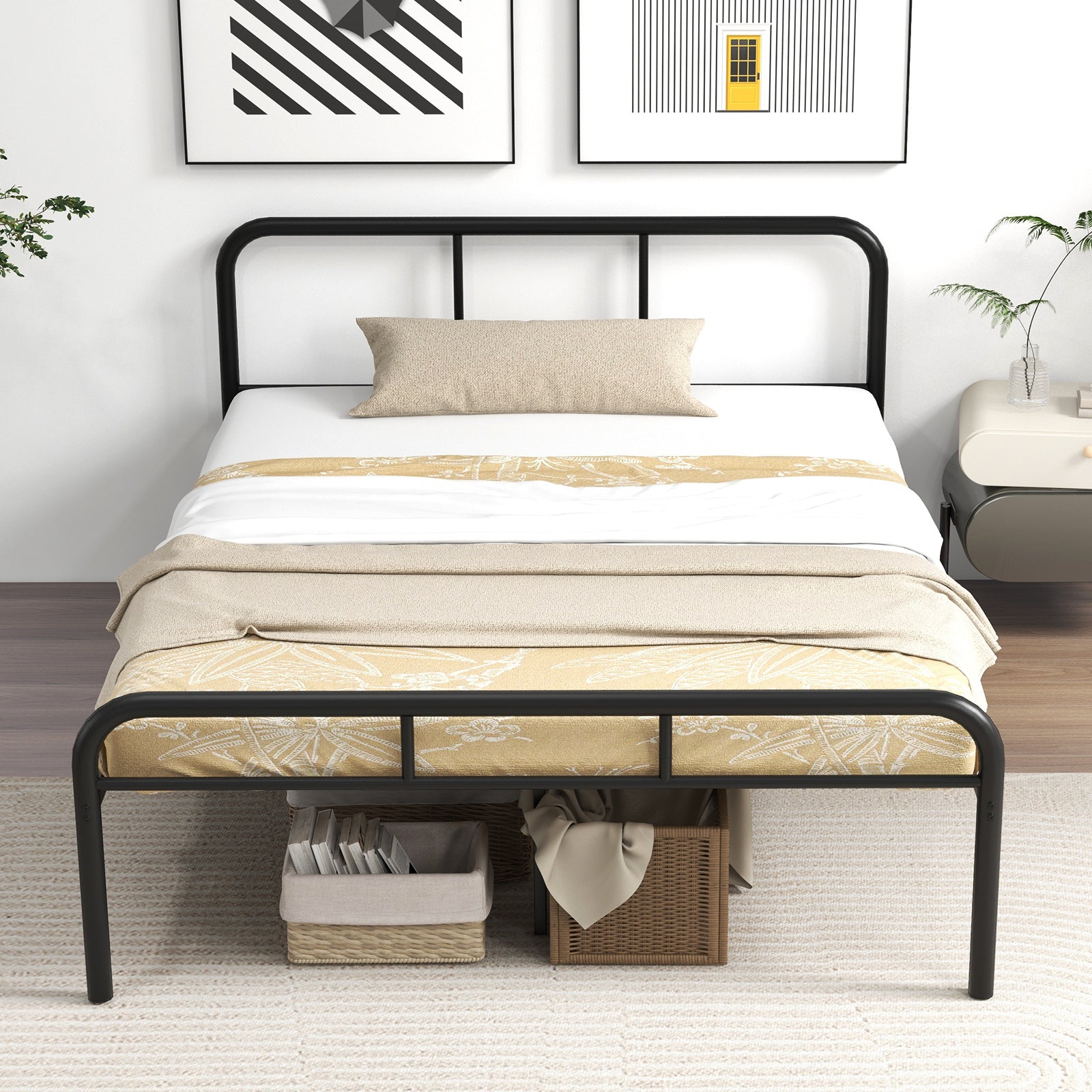 Full Bed Frame With Headboard, Footboard, Black Simple Bed Frame at Gallery Canada