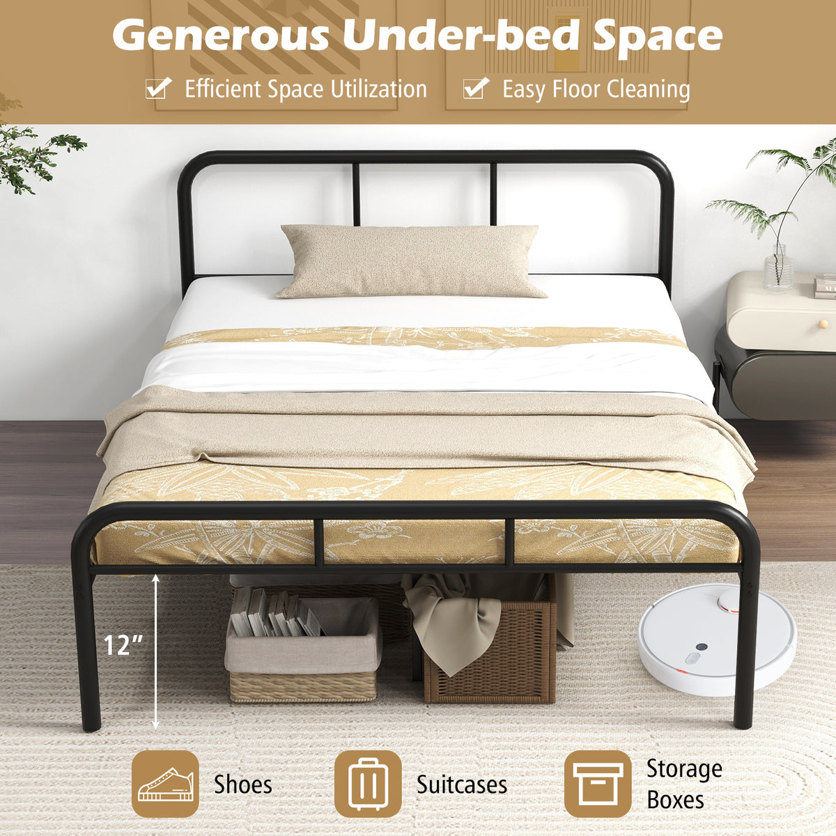 Full Bed Frame With Headboard, Footboard, Black Simple Bed Frame at Gallery Canada
