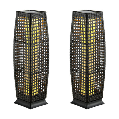 2 Solar Square Wicker Floor Lamps, Auto LED Light, Black Table & Floor Lamps at Gallery Canada