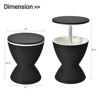 8 Gallon Patio Rattan Cooler Bar Table, Adjust Ice Bucket, Black Patio Bar Furniture at Gallery Canada