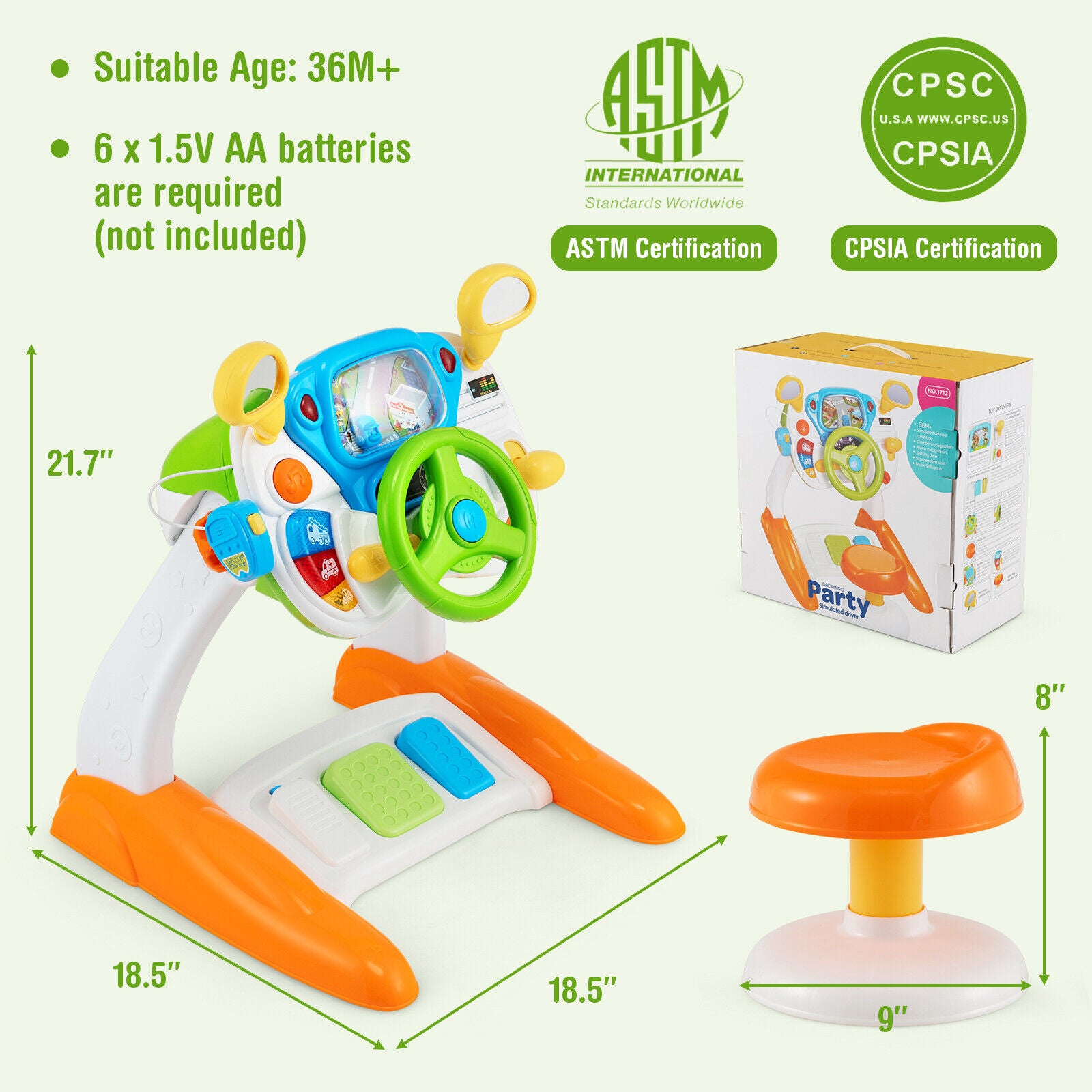 Kids Steering Wheel Toy Set With Lights, Sounds, Multicolor Pretend Toys at Gallery Canada