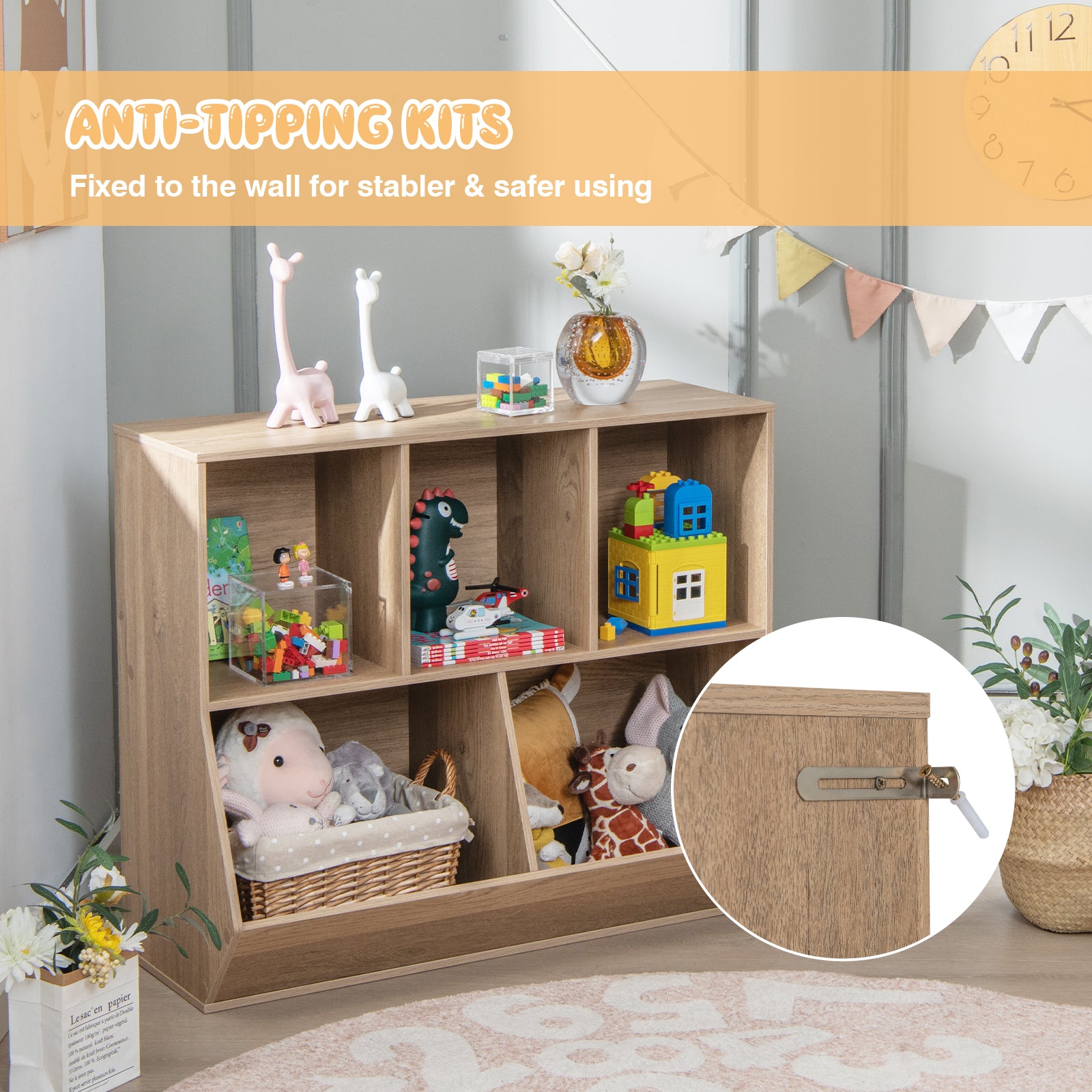 5-Cube Wooden Kids Toy Storage Organizer, Natural Kids Storage at Gallery Canada