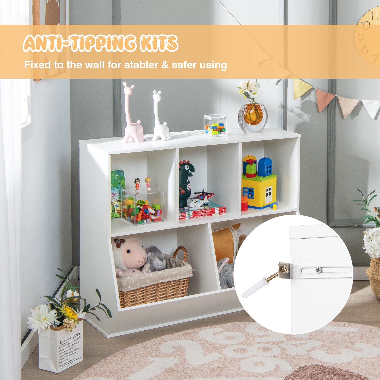 5-Cube Wooden Kids Toy Storage Organizer, White Kids Storage at Gallery Canada