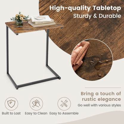 Industrial End Table, C-Shaped Metal Frame, Rustic Brown End & Side Tables at Gallery Canada