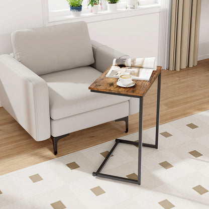 Industrial End Table, C-Shaped Metal Frame, Rustic Brown End & Side Tables at Gallery Canada