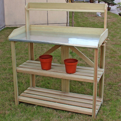 Wooden Planting Bench Work Station, Gray Potting Benches & Tables at Gallery Canada