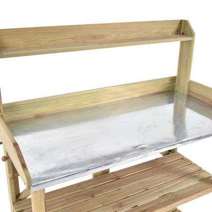 Wooden Planting Bench Work Station, Gray Potting Benches & Tables at Gallery Canada
