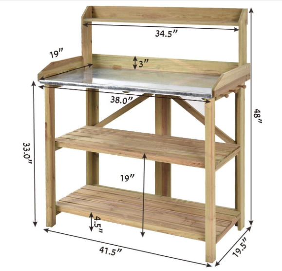 Wooden Planting Bench Work Station, Gray Potting Benches & Tables at Gallery Canada
