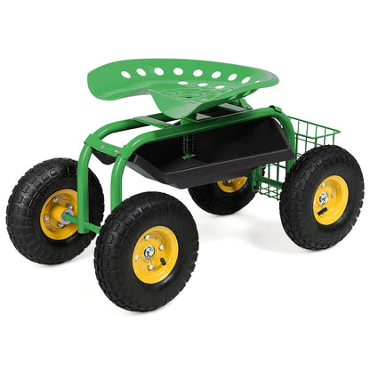Garden Cart Rolling Work Seat, Heavy Duty Tool Tray, Green Garden Carts at Gallery Canada