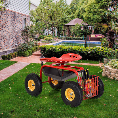 Garden Cart Rolling Work Seat With Tool Tray, 2 Colors, Red Garden Carts at Gallery Canada