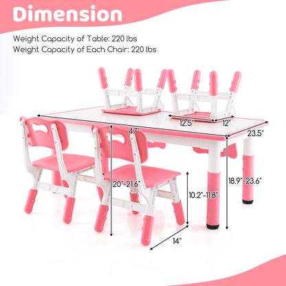 Kids Table And Chairs Set, 4-Piece, Graffiti Desktop, Pink Kids Table & Chair Sets at Gallery Canada