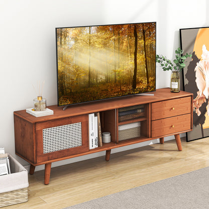 Bamboo TV Stand, 65 Inch, Brown End & Side Tables at Gallery Canada