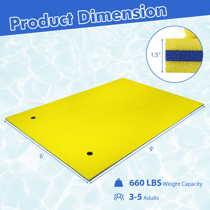 9' x 6' Floating Water Pad, 3 Layer Foam Mat, Yellow Swimming at Gallery Canada