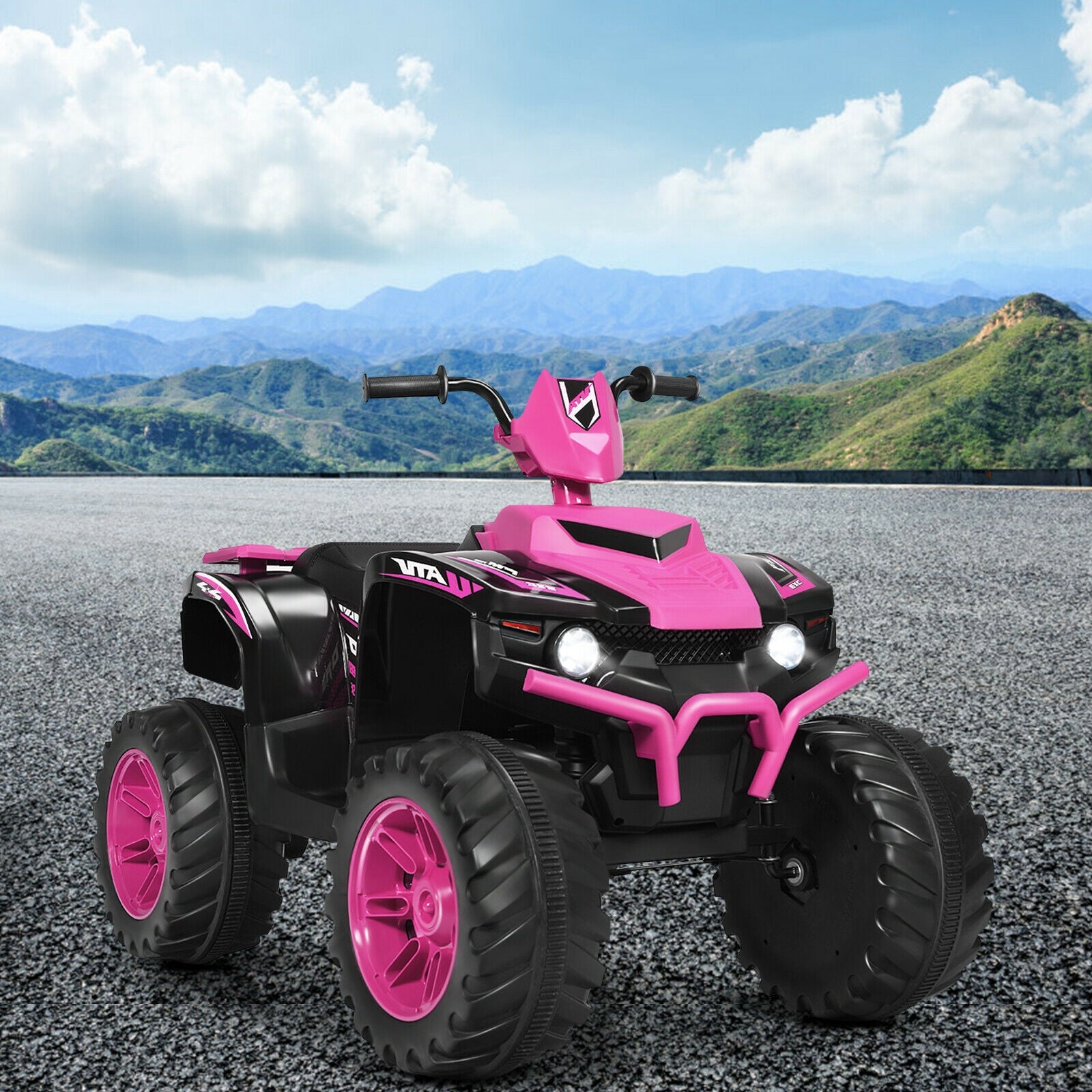 12V Kids Ride On ATV With LED Lights, Treaded Tires, Pink Powered Ride On Toys at Gallery Canada