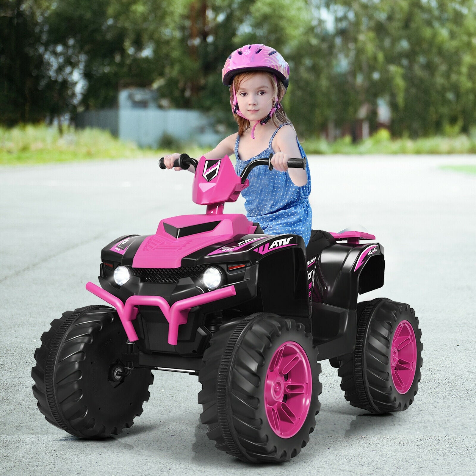 12V Kids Ride On ATV With LED Lights, Treaded Tires, Pink Powered Ride On Toys at Gallery Canada
