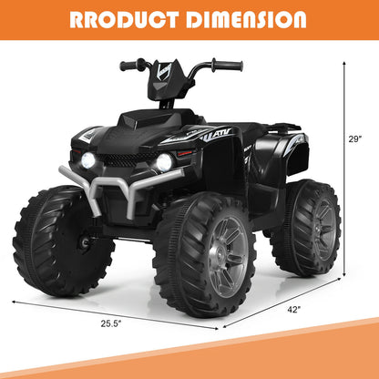 12V Kids Ride On ATV With LED Lights, Treaded Tires, Black Powered Ride On Toys at Gallery Canada