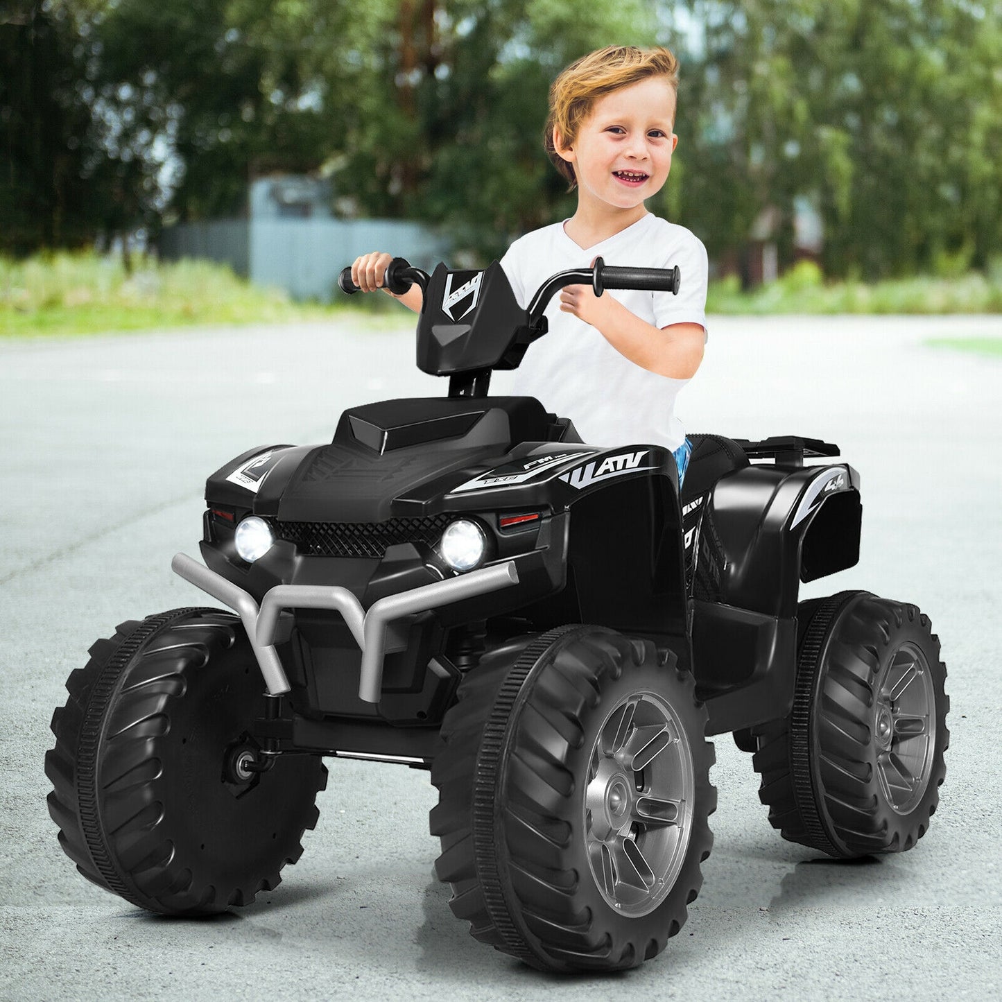 12V Kids Ride On ATV With LED Lights, Treaded Tires, Black Powered Ride On Toys at Gallery Canada