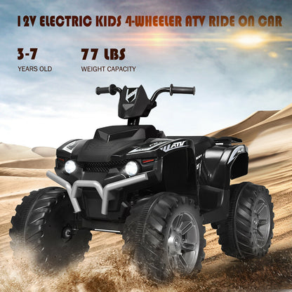 12V Kids Ride On ATV With LED Lights, Treaded Tires, Black Powered Ride On Toys at Gallery Canada