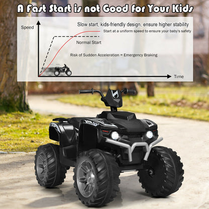 12V Kids Ride On ATV With LED Lights, Treaded Tires, Black Powered Ride On Toys at Gallery Canada