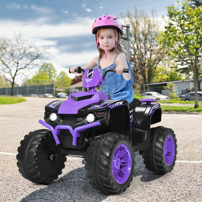 12V Kids Ride On ATV, LED Lights, Treaded Tires, Purple Powered Ride On Toys at Gallery Canada