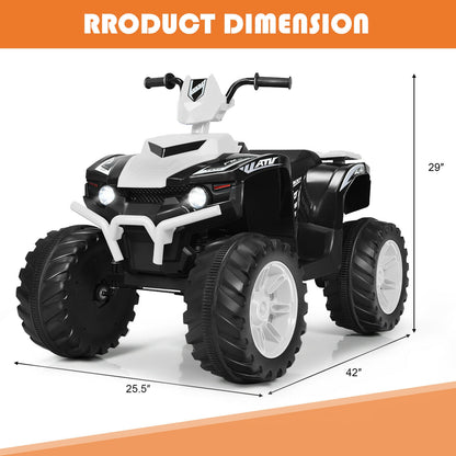 12V Kids Ride On ATV, LED Lights, Treaded Tires, White Powered Ride On Toys at Gallery Canada