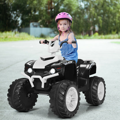 12V Kids Ride On ATV, LED Lights, Treaded Tires, White Powered Ride On Toys at Gallery Canada