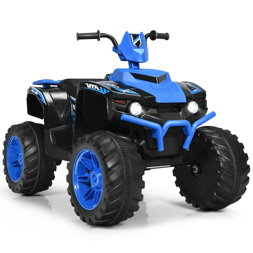 Kids Ride On ATV, 12V, LED Lights, Treaded Tires, Navy