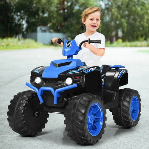 Kids Ride On ATV, 12V, LED Lights, Treaded Tires, Navy
