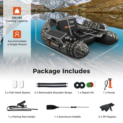 Inflatable Fishing Float With Adjustable Straps, Storage Pockets, Camouflage Surfing at Gallery Canada