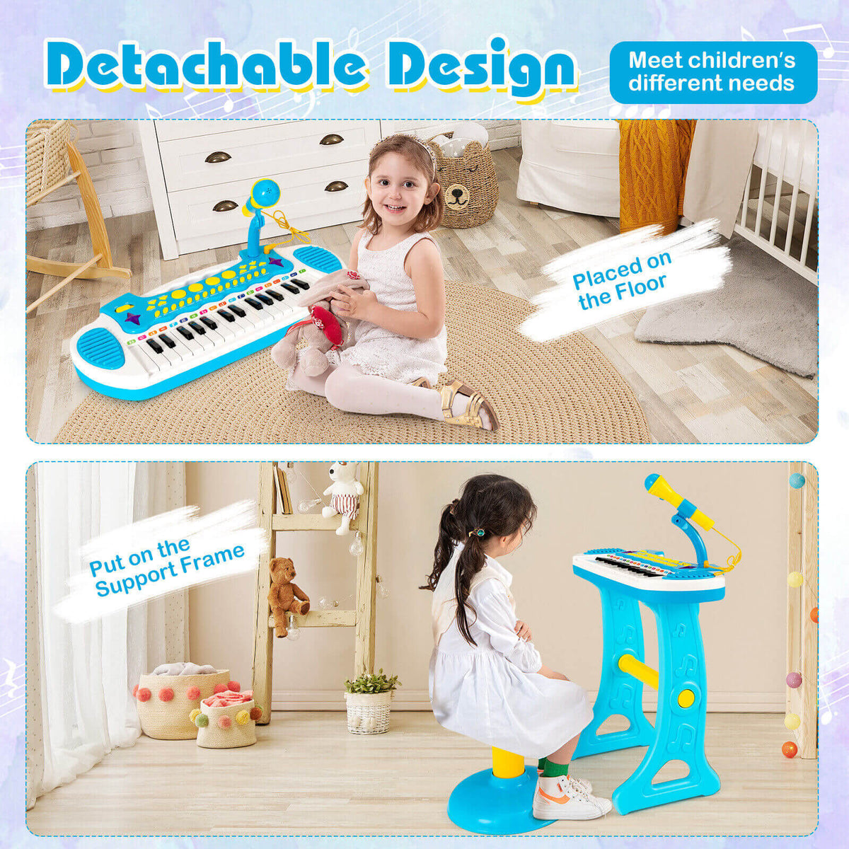 31-Key Kids Piano Keyboard Toy, With Microphone, Multiple Sounds, Blue Musical Toys at Gallery Canada