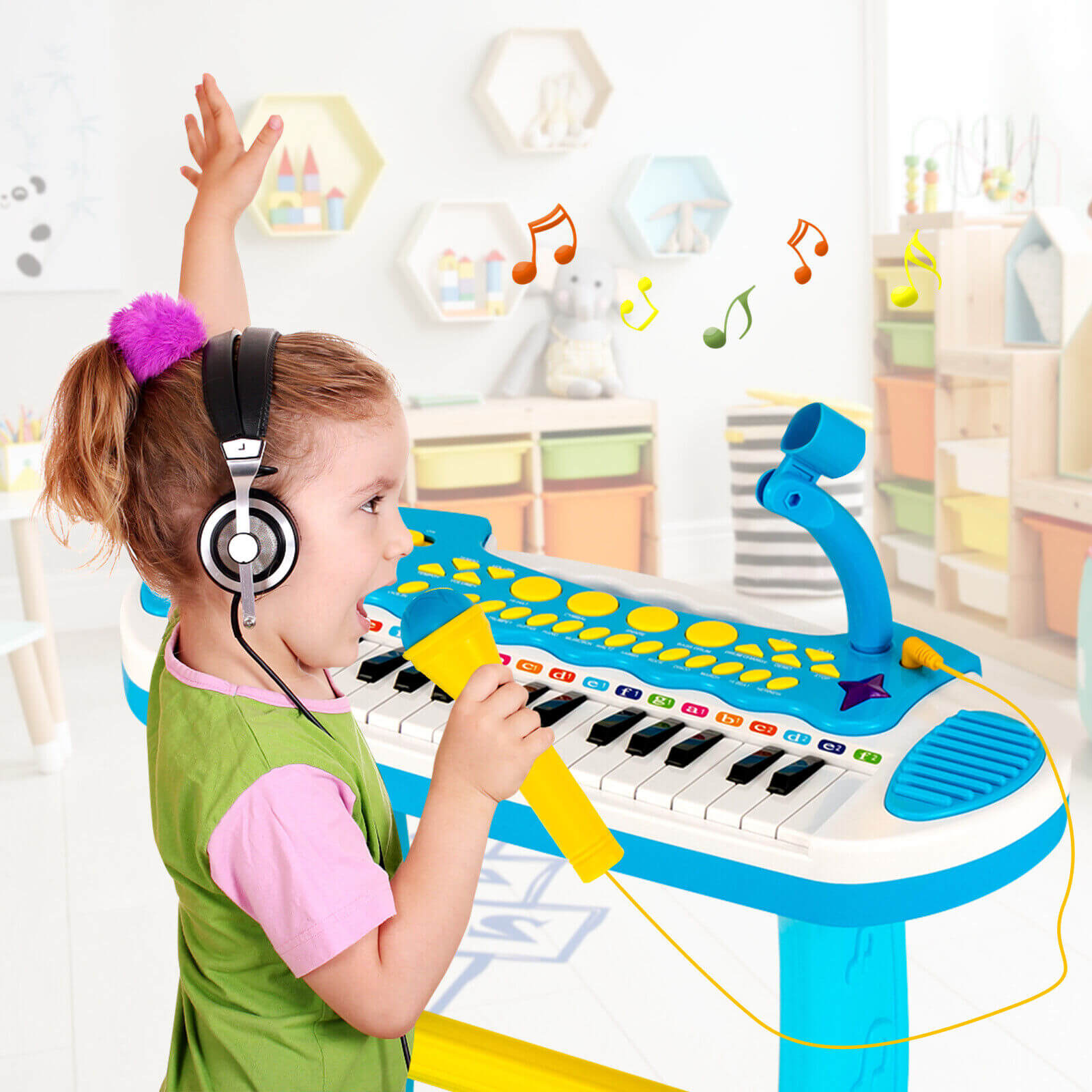 31-Key Kids Piano Keyboard Toy, With Microphone, Multiple Sounds, Blue Musical Toys at Gallery Canada