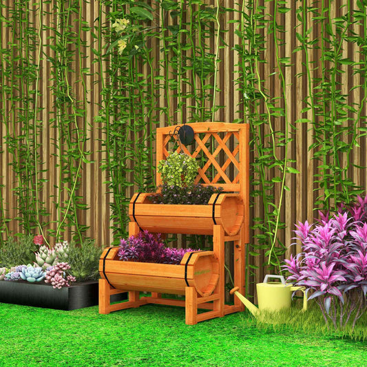 2-Tier Raised Garden Bed, 2 Cylindrical Planter Boxes, Trellis, Orange Raised Garden Beds Orange at Gallery Canada
