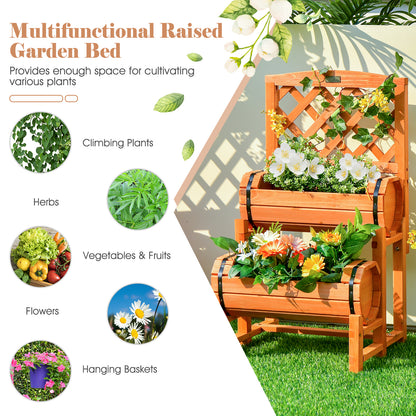2-Tier Raised Garden Bed, 2 Cylindrical Planter Boxes, Trellis, Orange Raised Garden Beds at Gallery Canada