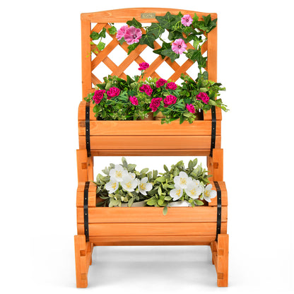 2-Tier Raised Garden Bed, 2 Cylindrical Planter Boxes, Trellis, Orange Raised Garden Beds at Gallery Canada