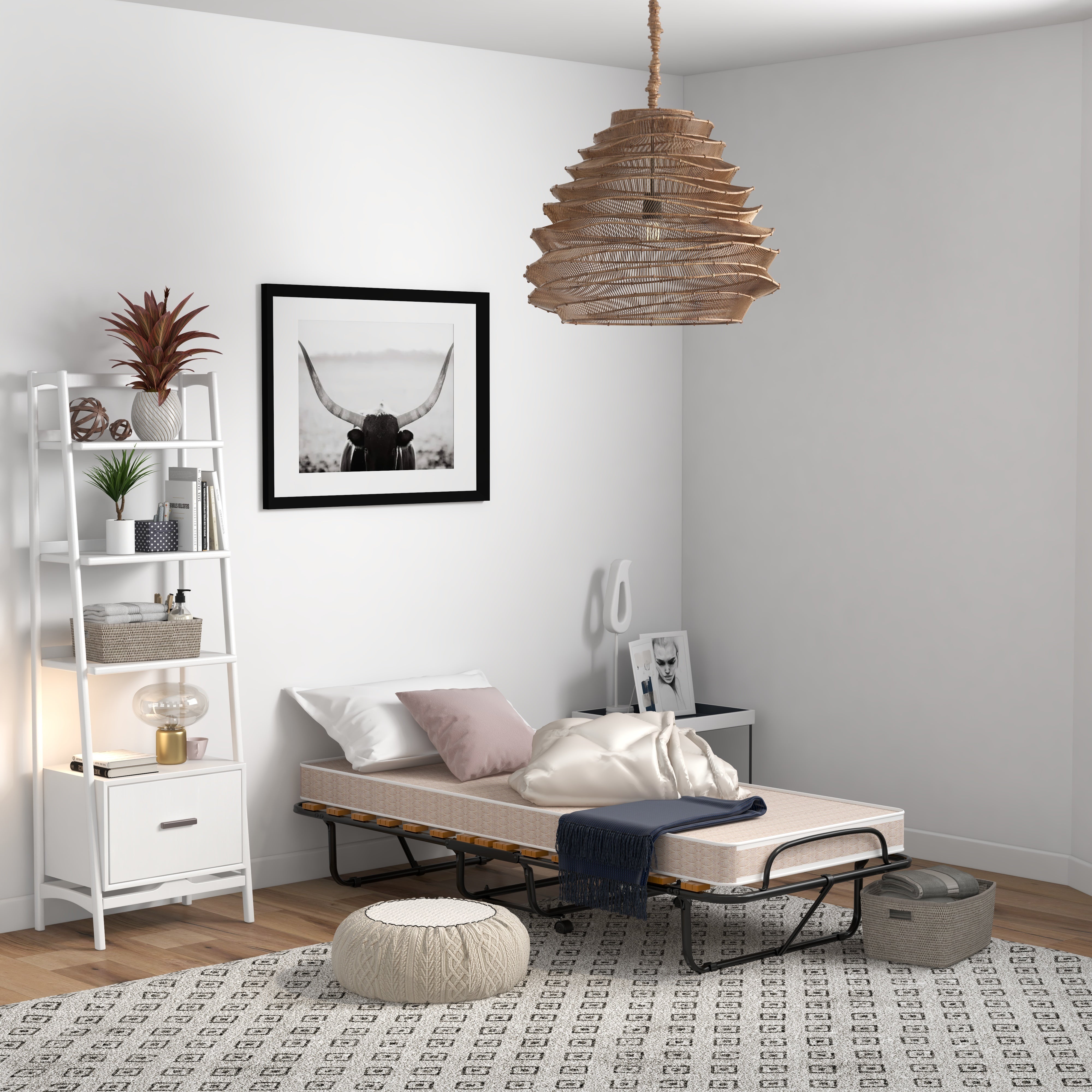 75 x 31.5 Inch Folding Guest Bed, Memory Foam Mattress, Black and Beige Folding Beds at Gallery Canada