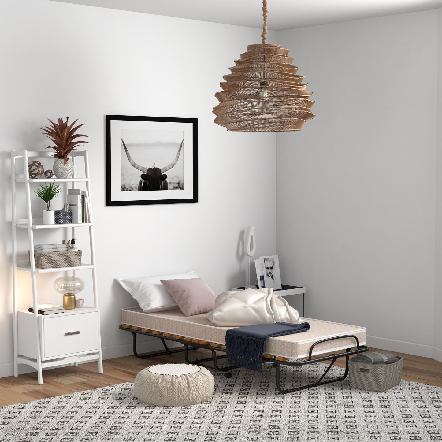 75 x 31.5 Inch Folding Guest Bed, Memory Foam Mattress, Black and Beige Folding Beds at Gallery Canada