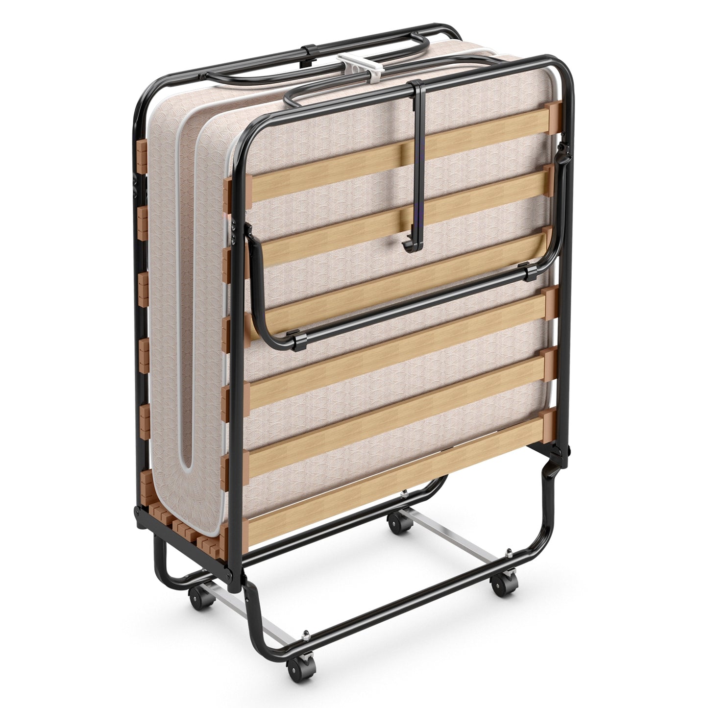 75 x 31.5 Inch Folding Guest Bed, Memory Foam Mattress, Black and Beige Folding Beds at Gallery Canada