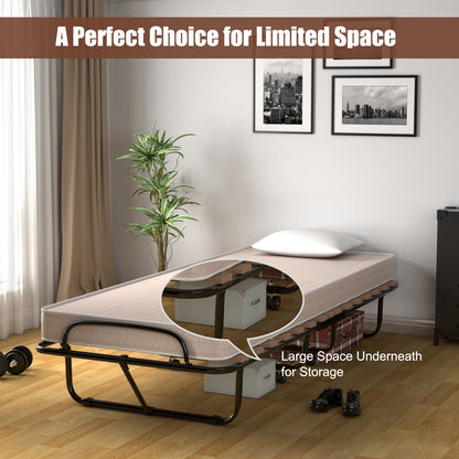75 x 31.5 Inch Folding Guest Bed, Memory Foam Mattress, Black and Beige Folding Beds at Gallery Canada