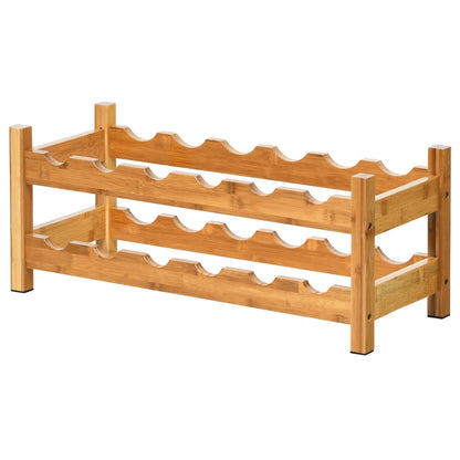 2-Tier 12 Bottles Bamboo Wine Rack, Natural Wine Racks at Gallery Canada