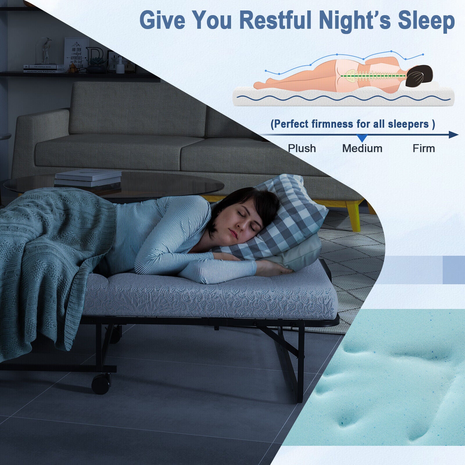 Twin Size Metal Folding Bed With Memory Foam Mattress Folding Beds at Gallery Canada