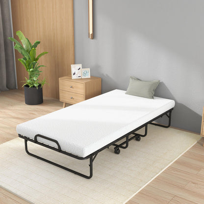 Twin Size Metal Folding Bed With Memory Foam Mattress Folding Beds at Gallery Canada