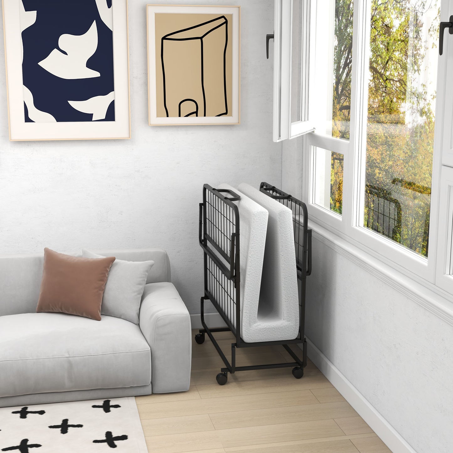 Twin Size Metal Folding Bed With Memory Foam Mattress Folding Beds at Gallery Canada