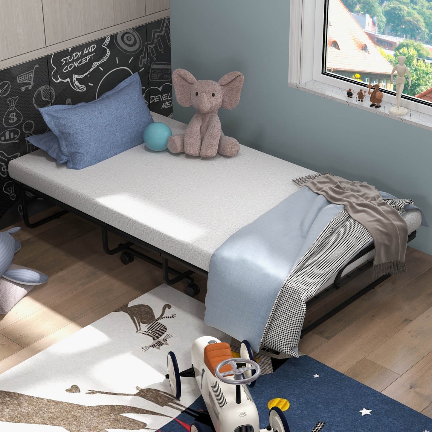 Twin Size Metal Folding Bed With Memory Foam Mattress Folding Beds at Gallery Canada