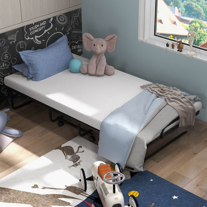 Twin Size Metal Folding Bed With Memory Foam Mattress Folding Beds at Gallery Canada